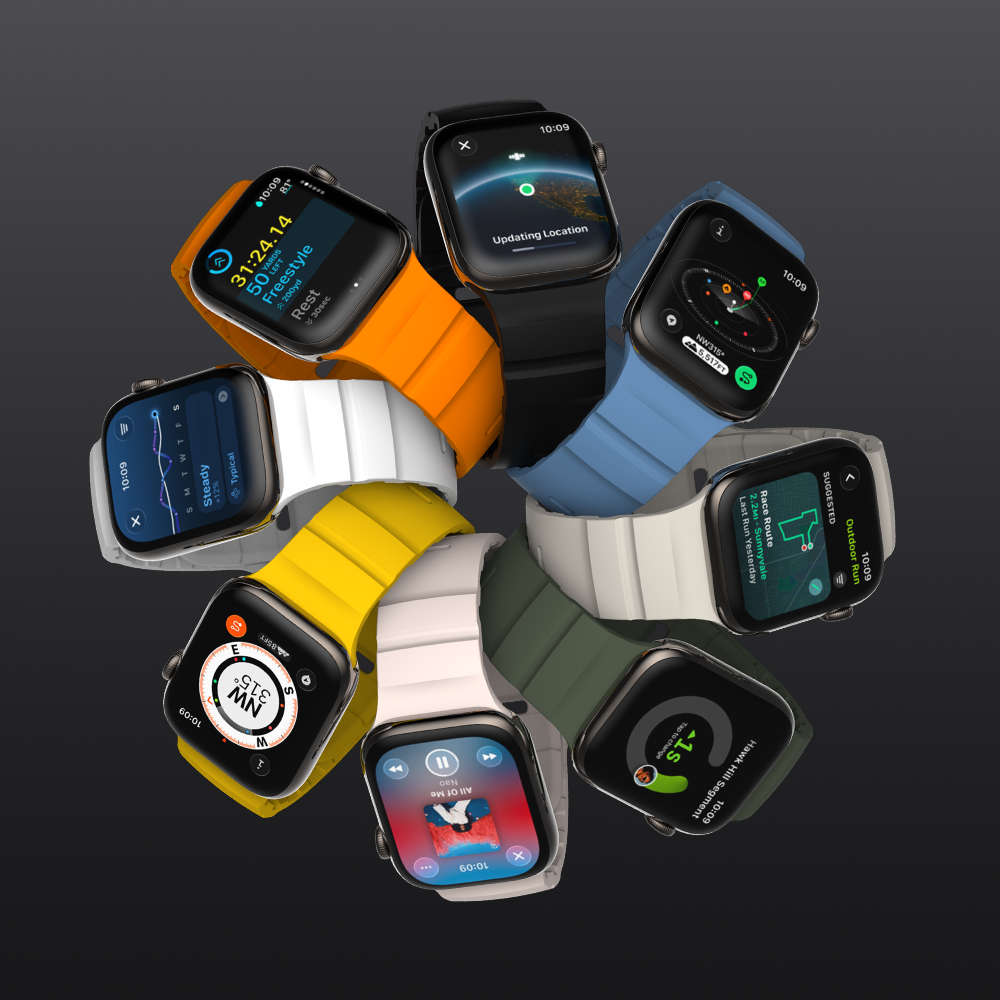 Fully compatible with Series 1–11, SE, and Ultra (1, 2, 3).
(Available in two size options: 38/40/41/42(S10/S11)mm and 42(S1–S3)/44/45/46/49mm)