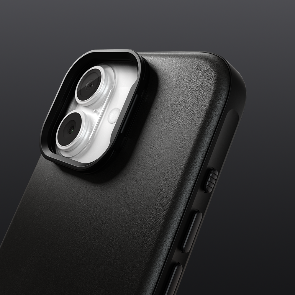 Elevated edges protect screen and camera on flat surfaces.