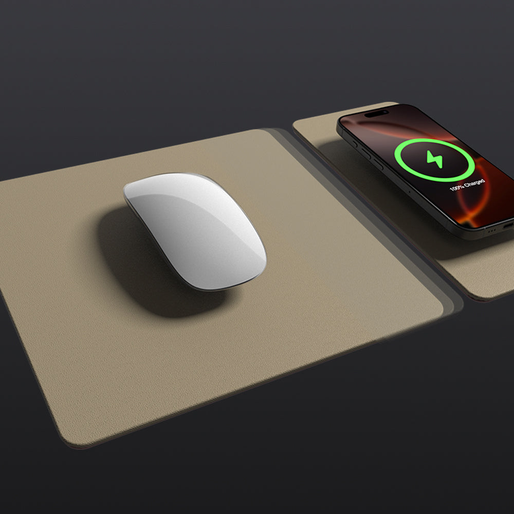 Combines a mouse pad and a Qi wireless charging station into one seamless unit. The charging pad can be detached and used as a standalone fast charger, offering flexibility for different workspace setups.